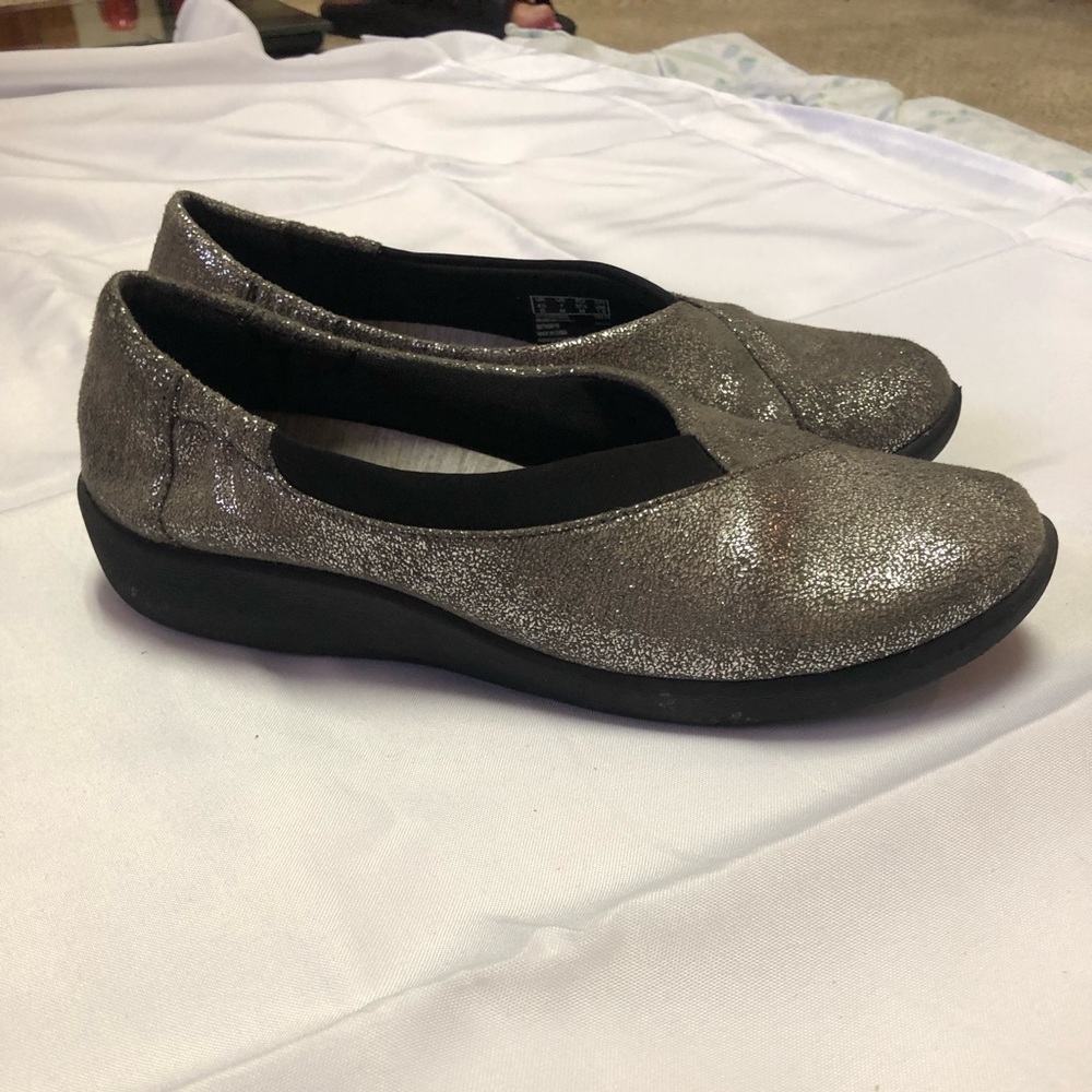 Clark’s silver shimmer shoes
